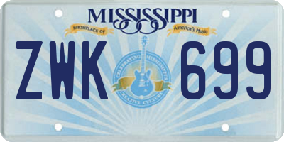 MS license plate ZWK699