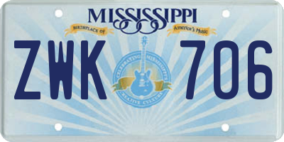 MS license plate ZWK706
