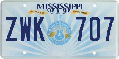 MS license plate ZWK707