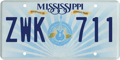 MS license plate ZWK711