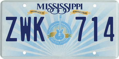 MS license plate ZWK714