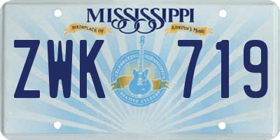 MS license plate ZWK719