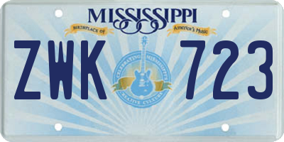 MS license plate ZWK723
