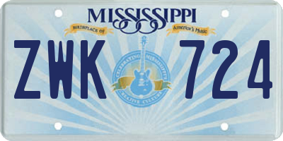 MS license plate ZWK724