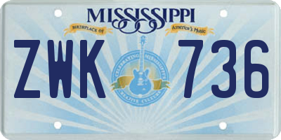 MS license plate ZWK736