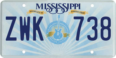 MS license plate ZWK738