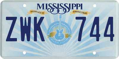 MS license plate ZWK744