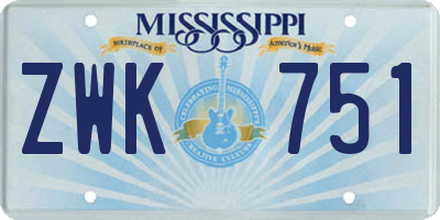 MS license plate ZWK751