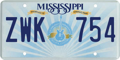 MS license plate ZWK754