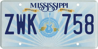 MS license plate ZWK758