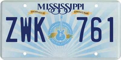 MS license plate ZWK761