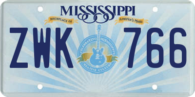 MS license plate ZWK766