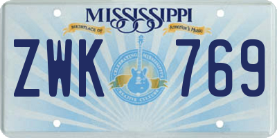 MS license plate ZWK769