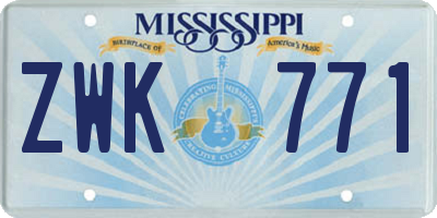 MS license plate ZWK771