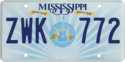 MS license plate ZWK772