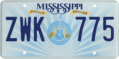 MS license plate ZWK775