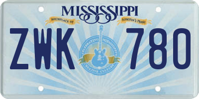 MS license plate ZWK780