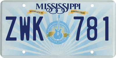 MS license plate ZWK781