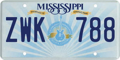 MS license plate ZWK788