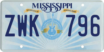 MS license plate ZWK796