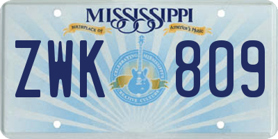 MS license plate ZWK809