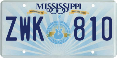 MS license plate ZWK810