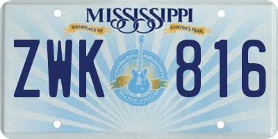 MS license plate ZWK816