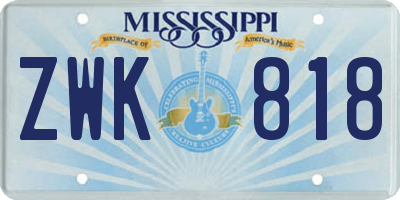 MS license plate ZWK818