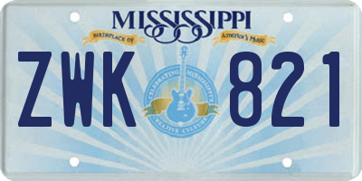MS license plate ZWK821