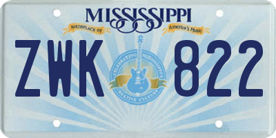 MS license plate ZWK822