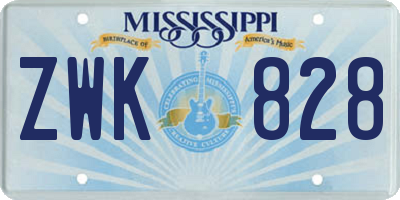 MS license plate ZWK828