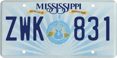 MS license plate ZWK831