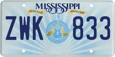 MS license plate ZWK833