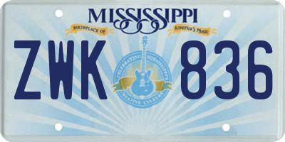 MS license plate ZWK836
