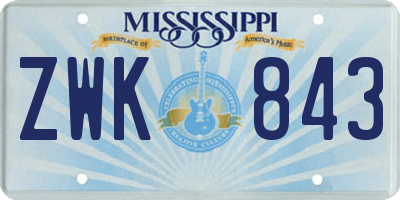 MS license plate ZWK843