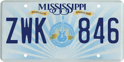 MS license plate ZWK846