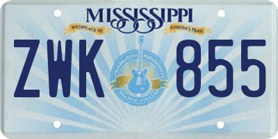 MS license plate ZWK855