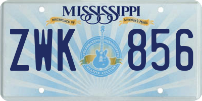 MS license plate ZWK856