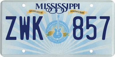 MS license plate ZWK857