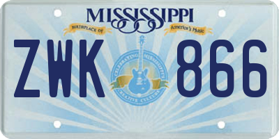 MS license plate ZWK866