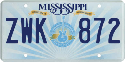 MS license plate ZWK872