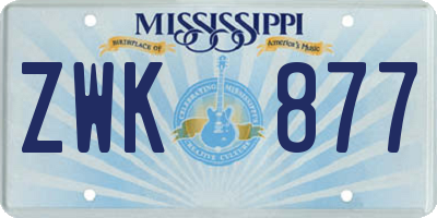 MS license plate ZWK877