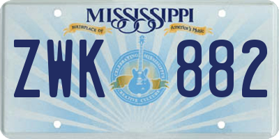 MS license plate ZWK882