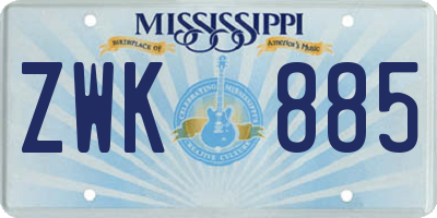 MS license plate ZWK885