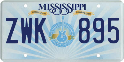 MS license plate ZWK895