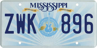 MS license plate ZWK896