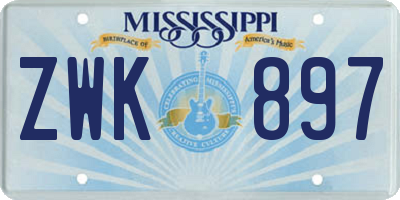 MS license plate ZWK897