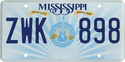MS license plate ZWK898