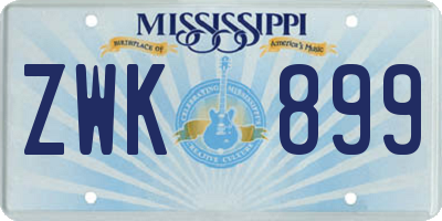 MS license plate ZWK899