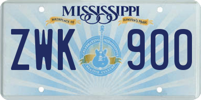 MS license plate ZWK900